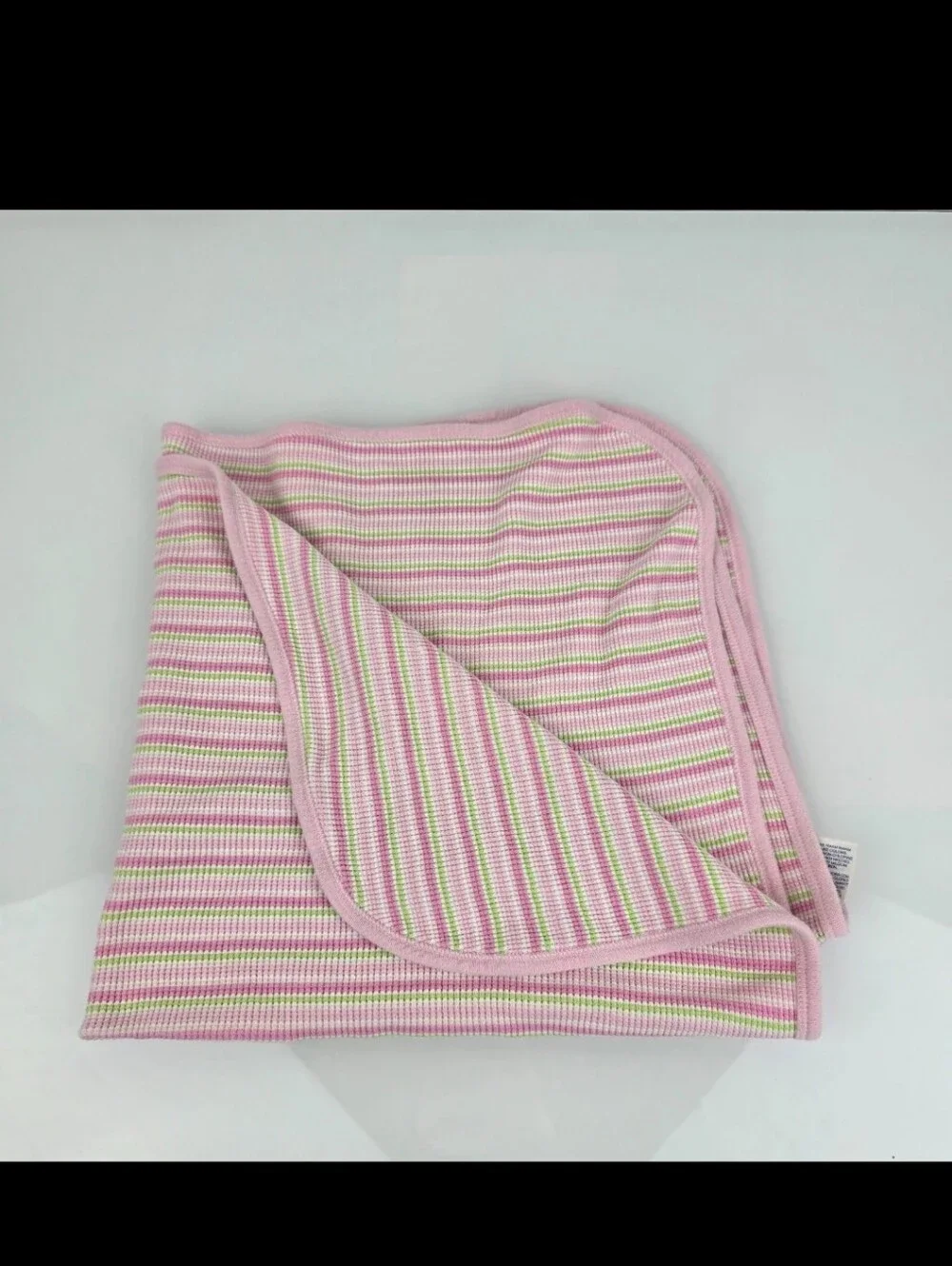 Gerber Pink, Light Green & White Striped Baby Blanket